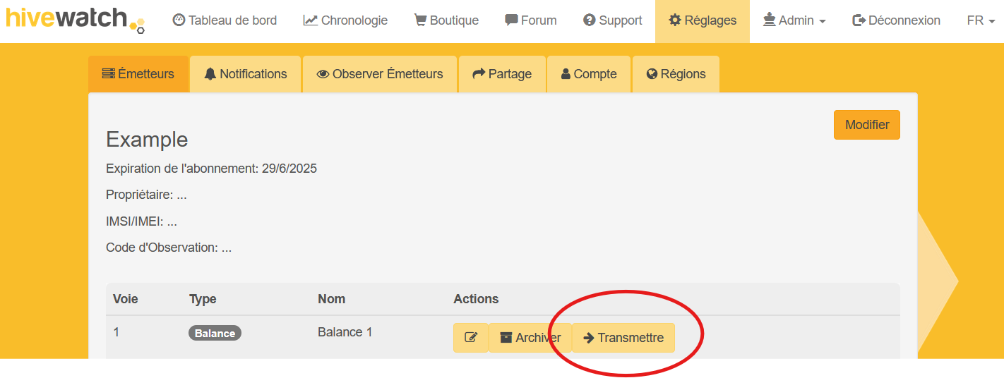 Tableau de bord HiveWatch