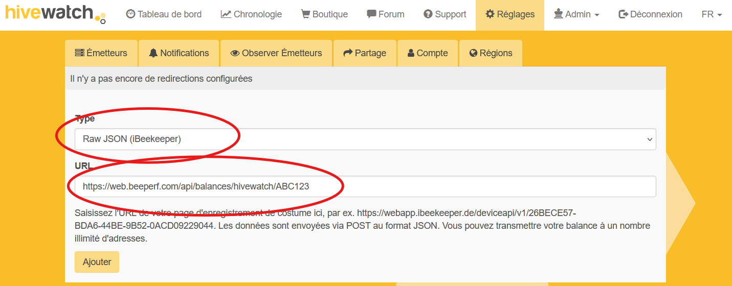 Tableau de bord HiveWatch